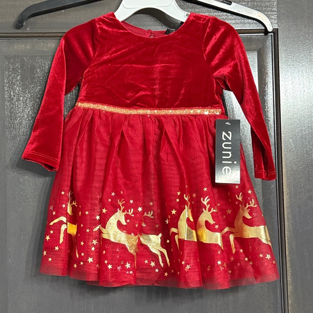 Zunie red velvet Holiday Dress NWT 18‎ m
